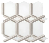 Pedemonte White Athens Grey Hexagonal Pattern Marble Floor and Wall Mosaic Tile for Bathroom Shower, Kitchen Backsplash, Accent decor, Fireplace Surround